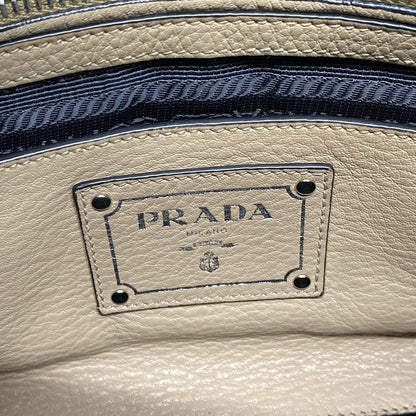 Prada Handbag - Gray Beige Leather Tag Leather
