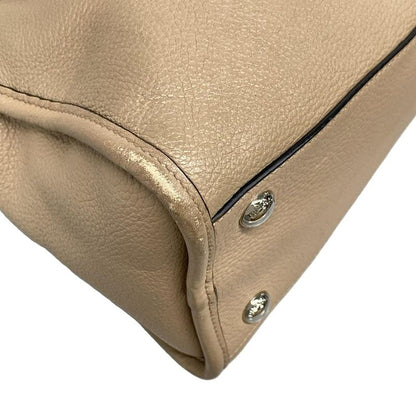 Prada Handbag - Gray Beige Leather Tag Leather