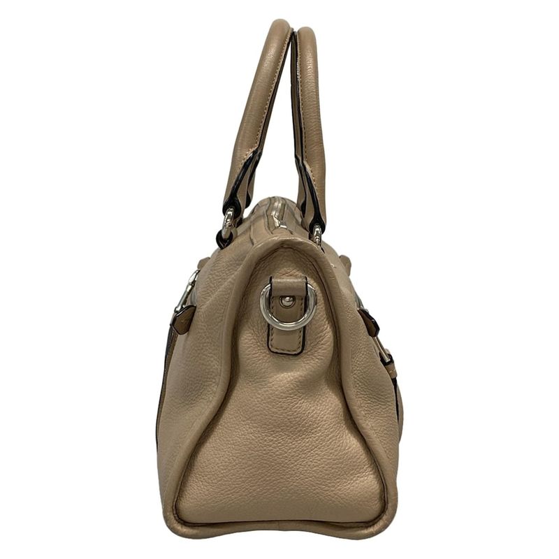 Prada Handbag - Gray Beige Leather Tag Leather