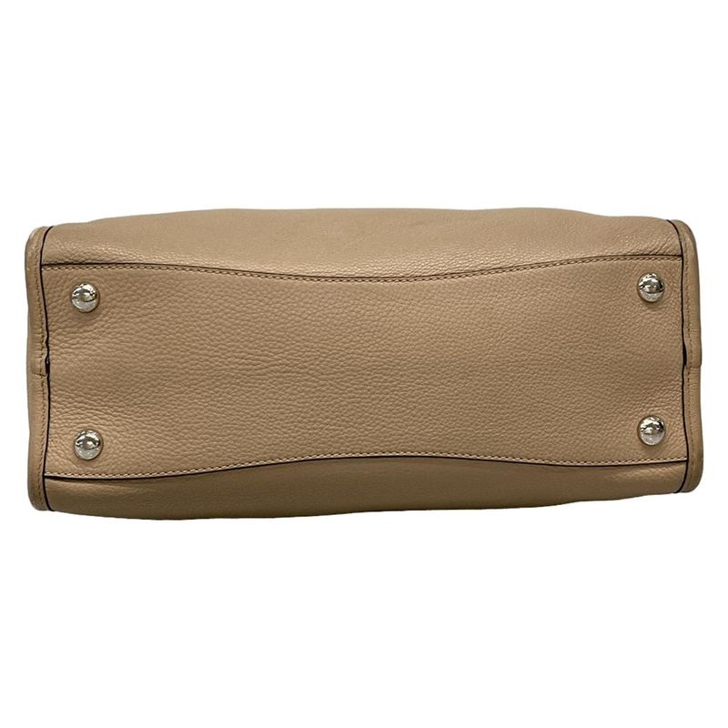 Prada Handbag - Gray Beige Leather Tag Leather