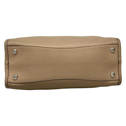 Prada Handbag - Gray Beige Leather Tag Leather