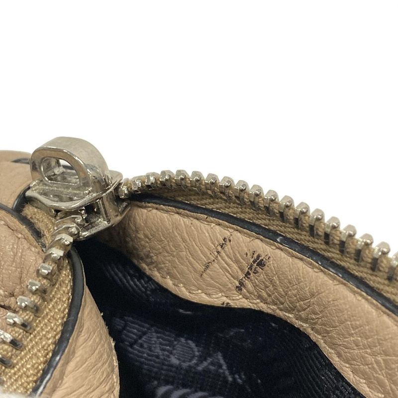 Prada Handbag - Gray Beige Leather Tag Leather