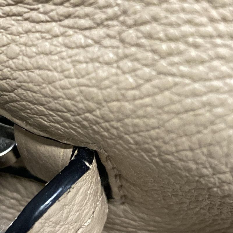 Prada Handbag - Gray Beige Leather Tag Leather