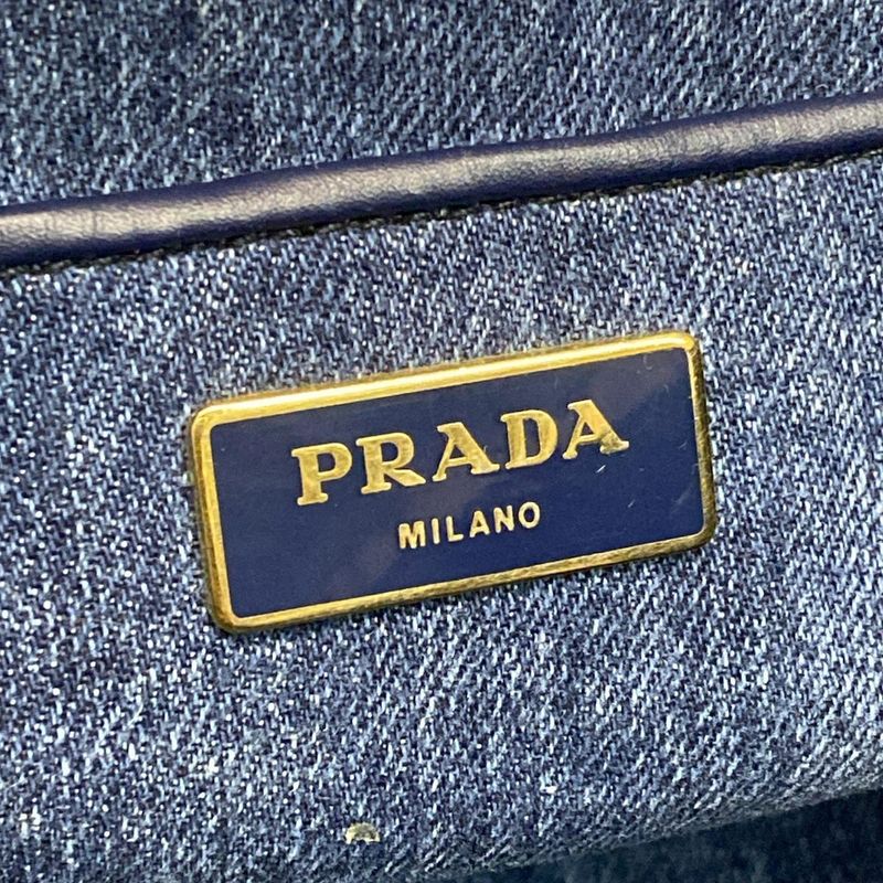 Prada Tote Bag Canapa Navy