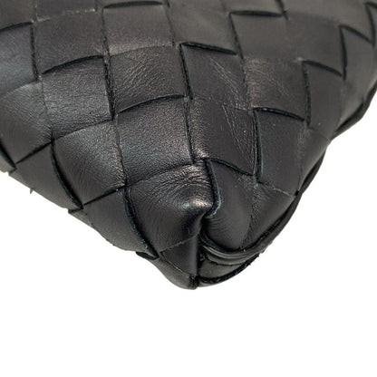 Bottega Veneta Shoulder Bag Excellent Condition Intrecciato Black Leather