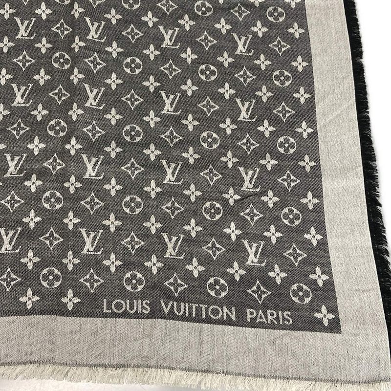 Louis Vuitton Shawl Monogram Denim M71378 Noir Black Wool and Silk