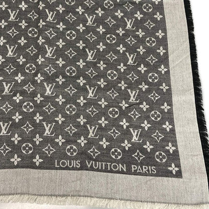 Louis Vuitton Shawl Monogram Denim M71378 Noir Black Wool and Silk