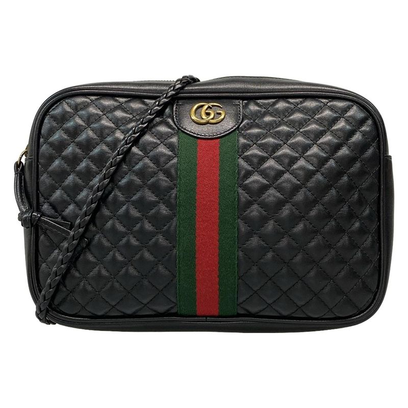 Gucci Shoulder Bag GG Marmont Sherry (Web) 541051 Black X Green X Red Quilted