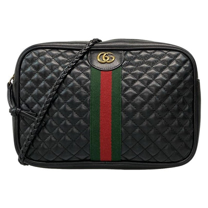 Gucci Shoulder Bag GG Marmont Sherry (Web) 541051 Black X Green X Red Quilted