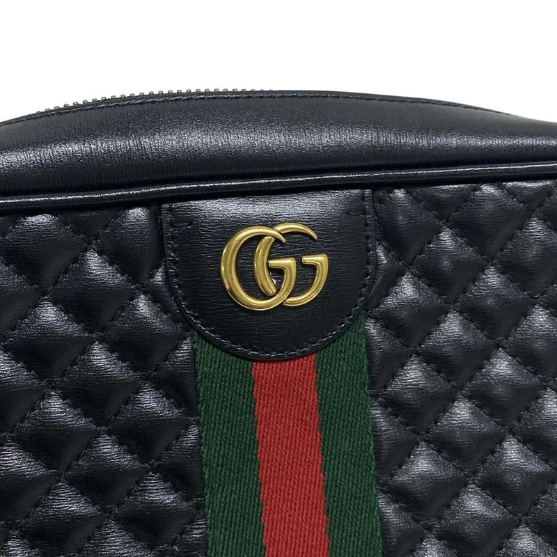 Gucci Shoulder Bag GG Marmont Sherry (Web) 541051 Black X Green X Red Quilted