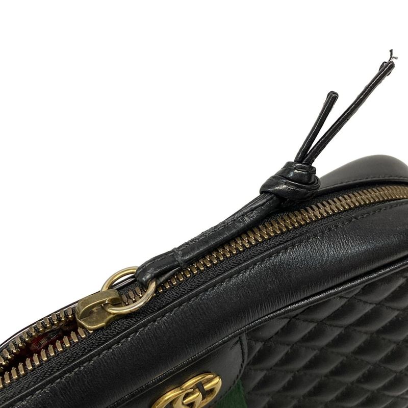 Gucci Shoulder Bag GG Marmont Sherry (Web) 541051 Black X Green X Red Quilted