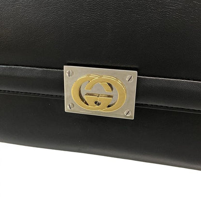 Gucci Shoulder Bag Interlocking G 628521 Black Detachable Strap 2way Leather
