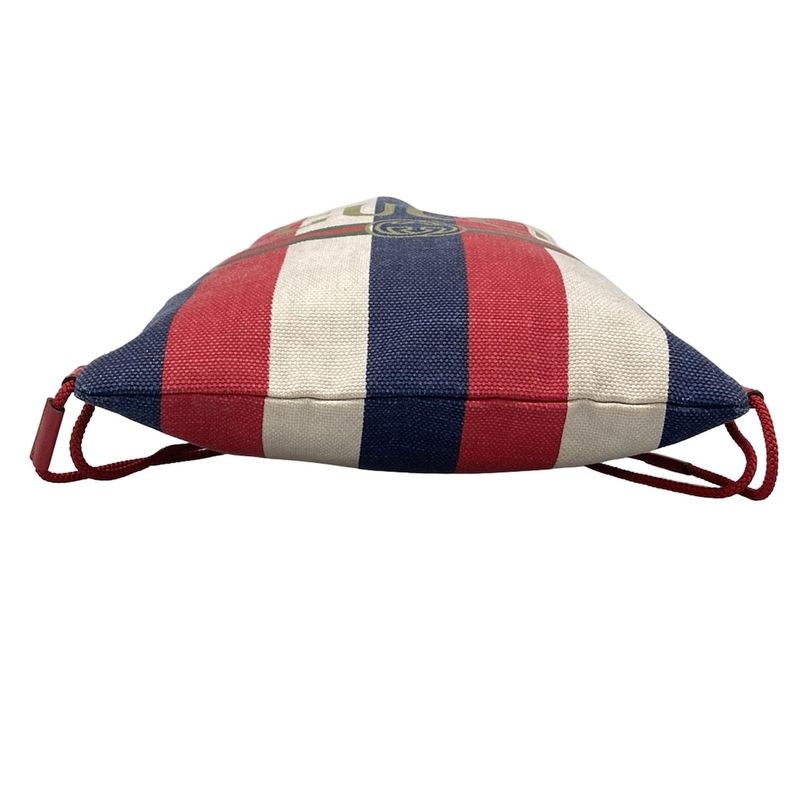 Gucci Backpack Sac Logo Sylvie Stripe Print Canvas 473872 Red X Navy X White