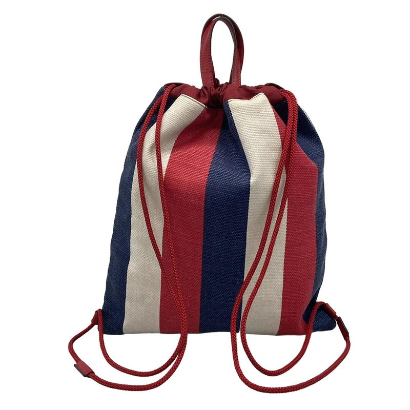 Gucci Backpack Sac Logo Sylvie Stripe Print Canvas 473872 Red X Navy X White