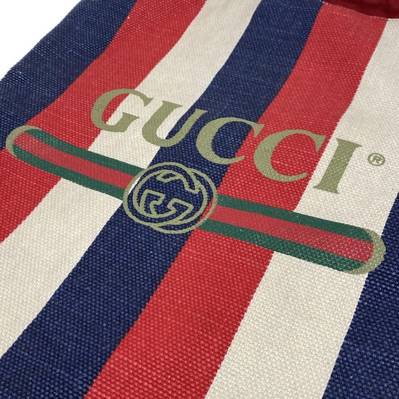 Gucci Backpack Sac Logo Sylvie Stripe Print Canvas 473872 Red X Navy X White