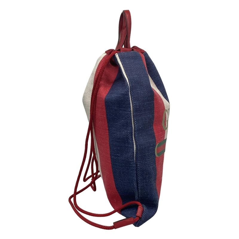 Gucci Backpack Sac Logo Sylvie Stripe Print Canvas 473872 Red X Navy X White