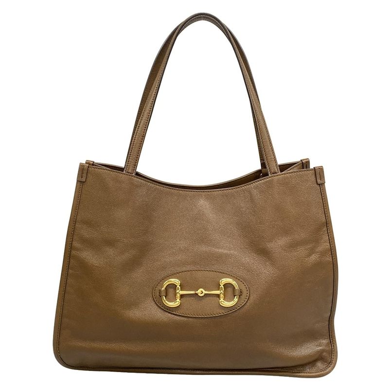 Gucci Tote Bag Horsebit 1955 623694 Dark Brown Leather
