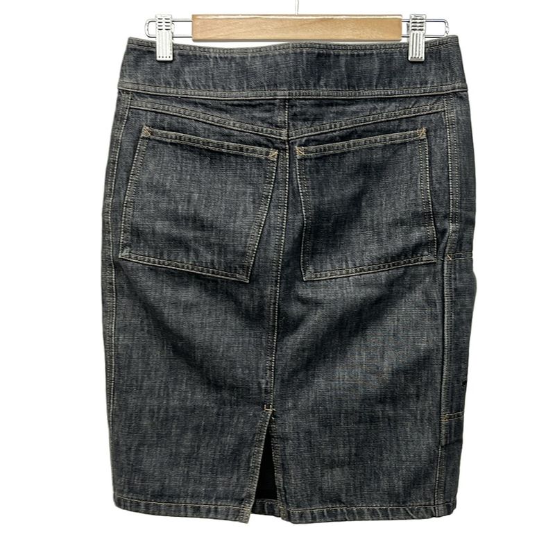 Gucci Skirt Size 38 S Women's Excellent Condition - Navy Lace-Up Knee Length