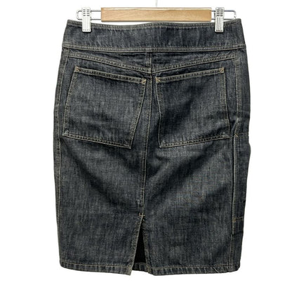 Gucci Skirt Size 38 S Women's Excellent Condition - Navy Lace-Up Knee Length