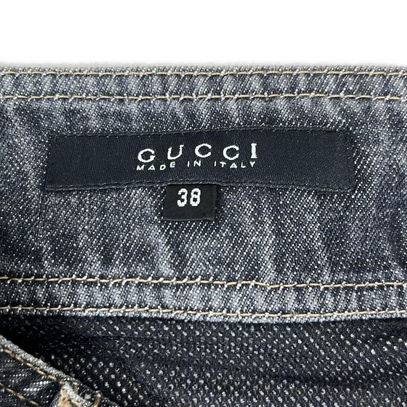 Gucci Skirt Size 38 S Women's Excellent Condition - Navy Lace-Up Knee Length