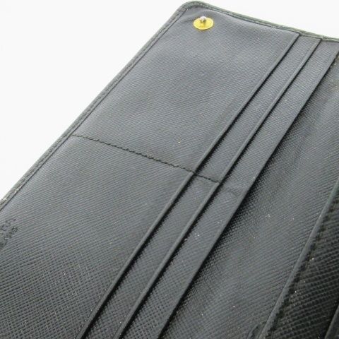 Prada Long Wallet Long Wallet with Coin Purse Saffiano Leather Flap Logo Black