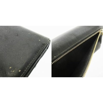 Prada Long Wallet Long Wallet with Coin Purse Saffiano Leather Flap Logo Black