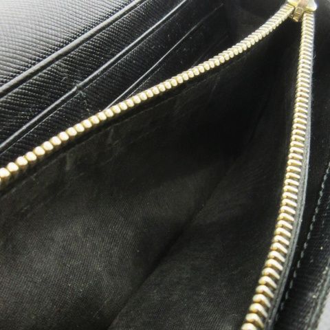 Prada Long Wallet Long Wallet with Coin Purse Saffiano Leather Flap Logo Black