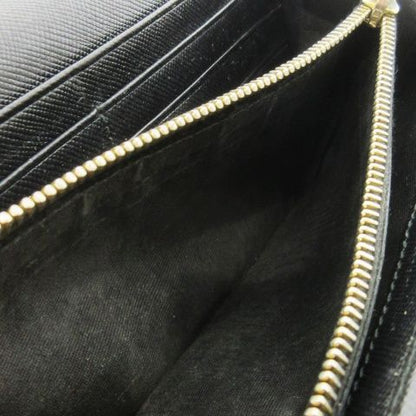 Prada Long Wallet Long Wallet with Coin Purse Saffiano Leather Flap Logo Black