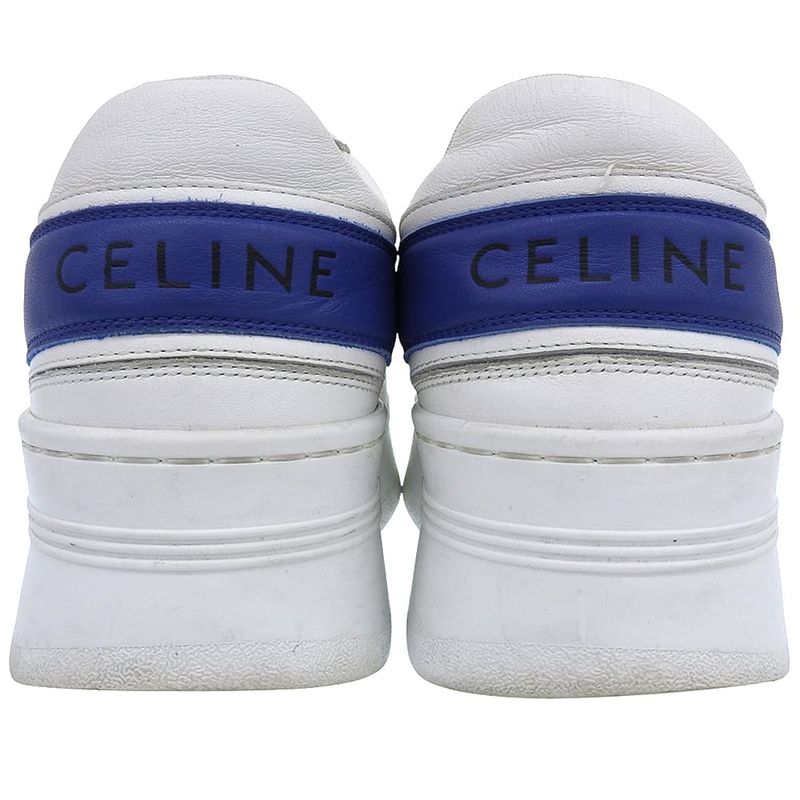 Celine Platform Sole Block Sneakers Shoes Women's White and Blue 36