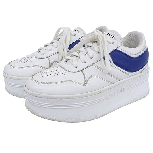 Celine Platform Sole Block Sneakers Shoes Women's White and Blue 36