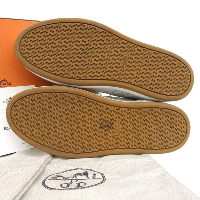 Hermes Join H Logo Leather Sneakers Shoes Men White 42.5 25ss 42.5