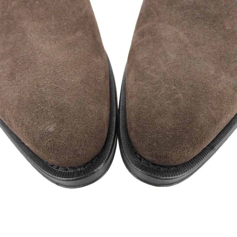 Celine Unused Suede Camargue Biker Chelsea Boots Shoes Men's Dark Brown 40