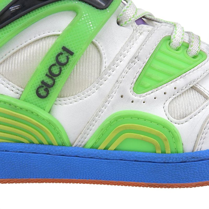 Gucci Basket High Cut Sneakers Shoes Women's White X Multicolor 23.0cm (9.06in)