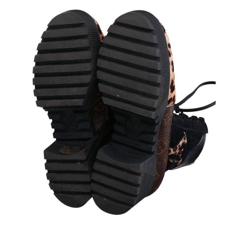 Louis Vuitton '19 Monogram and Halaco Lace-Up Boots 38