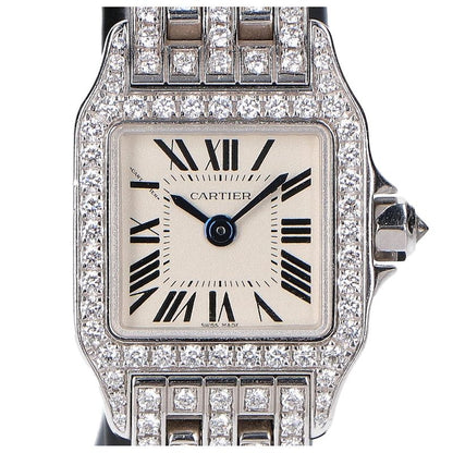 Cartier Wf9005ya 750wg Mini Santos Demoiselle Full Diamond Quartz