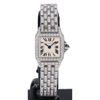 Cartier Wf9005ya 750wg Mini Santos Demoiselle Full Diamond Quartz