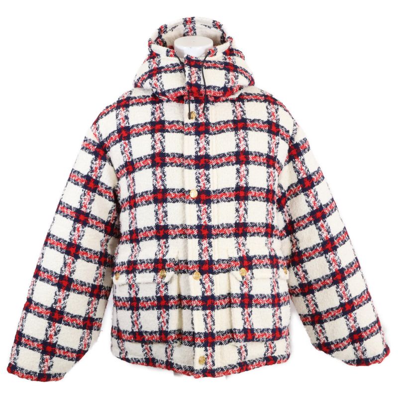 Gucci Excellent Condition Domestic Official 663281 Check Tweed Cotton Blouson 40