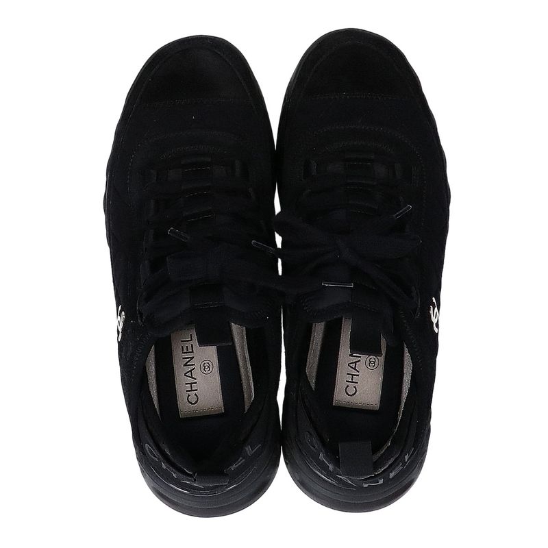 Chanel G38501 Coco Mark Matelasse Quilted Suede Sneakers 36