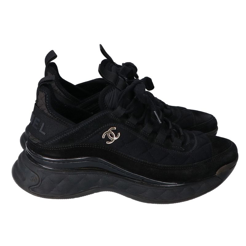 Chanel G38501 Coco Mark Matelasse Quilted Suede Sneakers 36