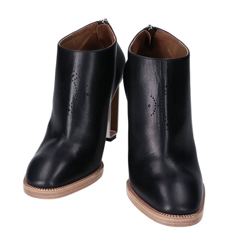 Hermes Unused Perforated Design Metal Heel Ankle Zip Booties 36 1 2