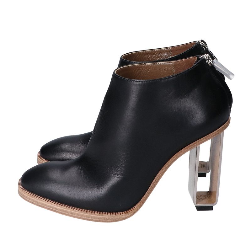 Hermes Unused Perforated Design Metal Heel Ankle Zip Booties 36 1 2