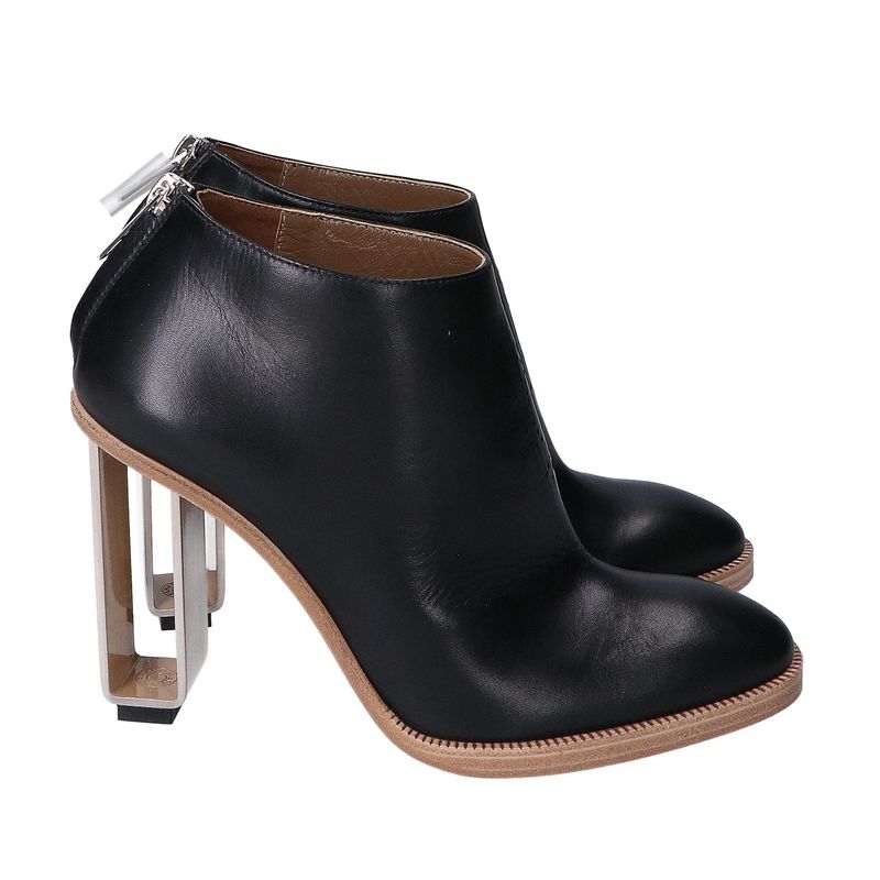 Hermes Unused Perforated Design Metal Heel Ankle Zip Booties 36 1 2