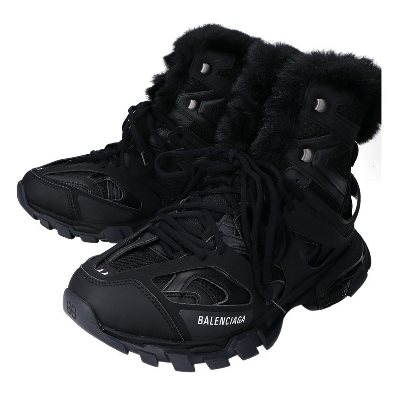 Balenciaga Black 668557w3cq2 Track Hike Fer Faux Fur Short Boots 29