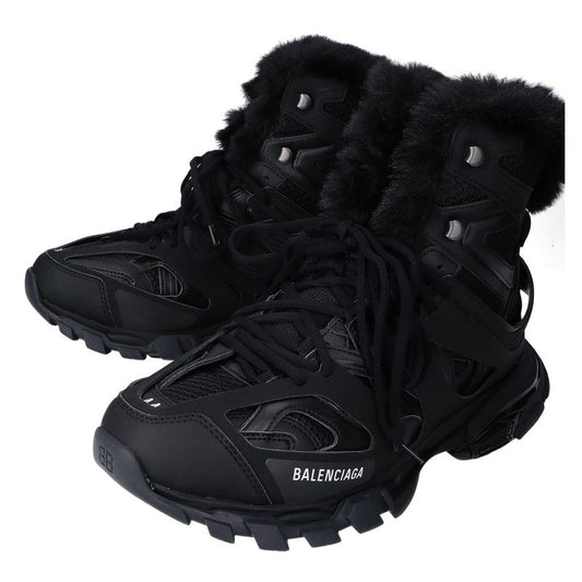 Balenciaga Black 668557w3cq2 Track Hike Fer Faux Fur Short Boots 29