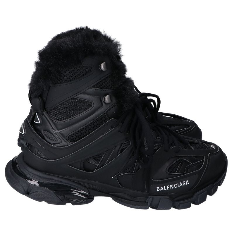 Balenciaga Black 668557w3cq2 Track Hike Fer Faux Fur Short Boots 29