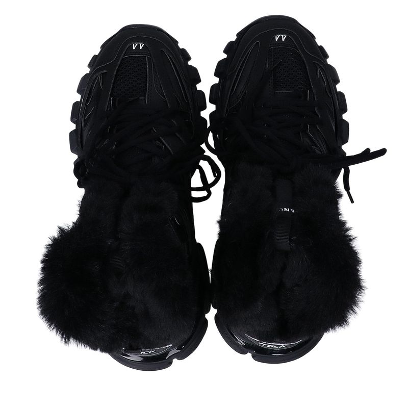 Balenciaga Black 668557w3cq2 Track Hike Fer Faux Fur Short Boots 29