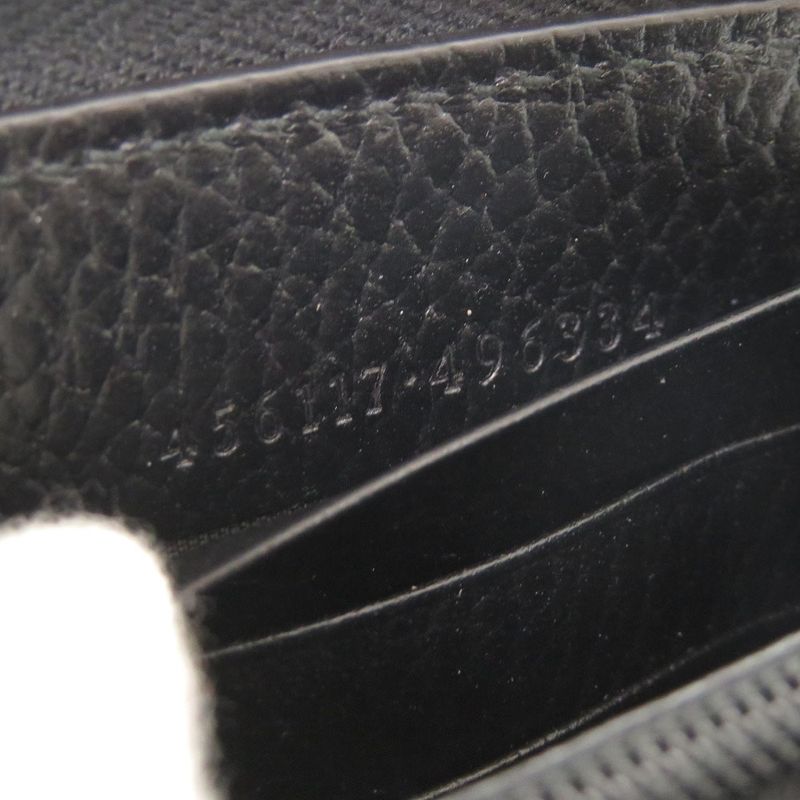 Gucci Double G 456117 GG Supreme Leather Black Beige Round Zipper Long Wallet