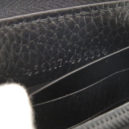 Gucci Double G 456117 GG Supreme Leather Black Beige Round Zipper Long Wallet
