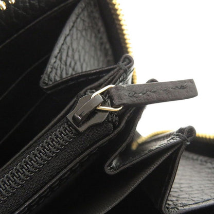 Gucci Double G 456117 GG Supreme Leather Black Beige Round Zipper Long Wallet