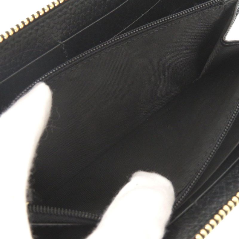 Gucci Double G 456117 GG Supreme Leather Black Beige Round Zipper Long Wallet